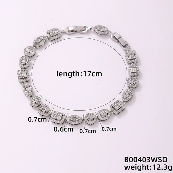 Wholesale Geometric Round Square Micro Inlaid Zircon Copper Bracelet With Electroplating For Women Minimalist Style