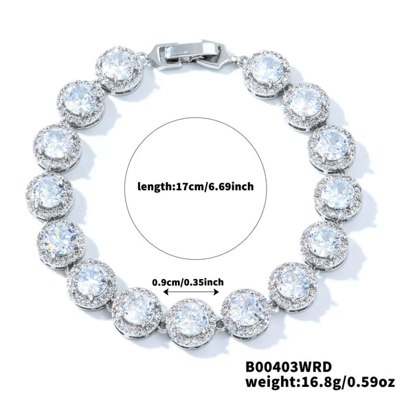 Wholesale Geometric Round Square Micro Inlaid Zircon Copper Bracelet With Electroplating For Women Minimalist Style