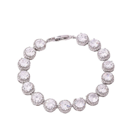 Wholesale Geometric Round Square Micro Inlaid Zircon Copper Bracelet With Electroplating For Women Minimalist Style