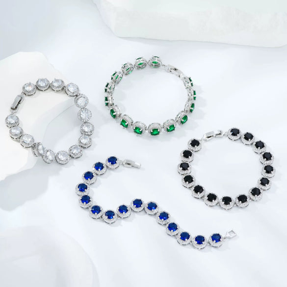 Wholesale Geometric Round Square Micro Inlaid Zircon Copper Bracelet With Electroplating For Women Minimalist Style
