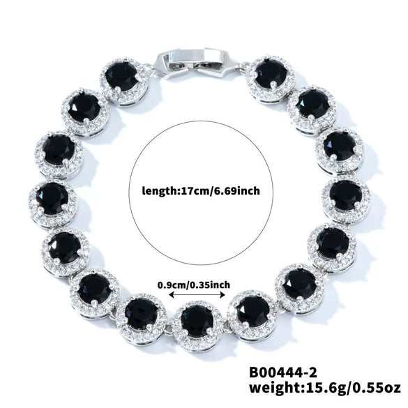 Wholesale Geometric Round Square Micro Inlaid Zircon Copper Bracelet With Electroplating For Women Minimalist Style