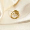 Wholesale Geometric Round Stainless Steel 18K Gold Plated Diamondencrusted Ring For Women