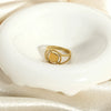 Wholesale Geometric Round Stainless Steel 18K Gold Plated Diamondencrusted Ring For Women