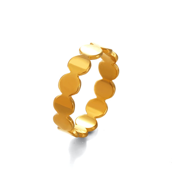 Wholesale Geometric Round Stainless Steel Ring For Women With Real Gold Electroplating