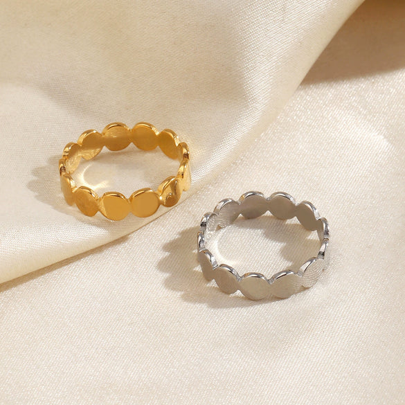 Wholesale Geometric Round Stainless Steel Ring For Women With Real Gold Electroplating