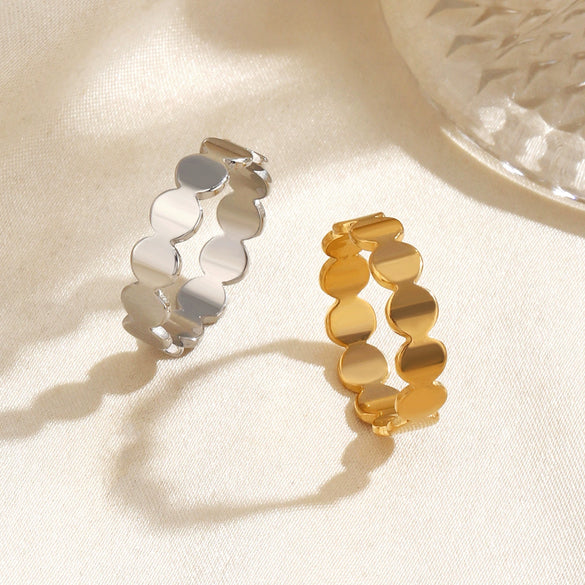 Wholesale Geometric Round Stainless Steel Ring For Women With Real Gold Electroplating