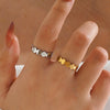 Wholesale Geometric Round Stainless Steel Ring For Women With Real Gold Electroplating
