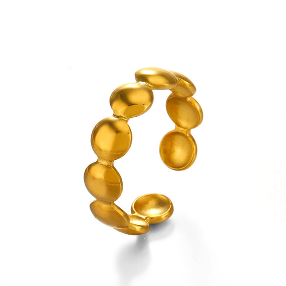Wholesale Geometric Round Stainless Steel Ring With 18K Gold Plated Electroplating For Women