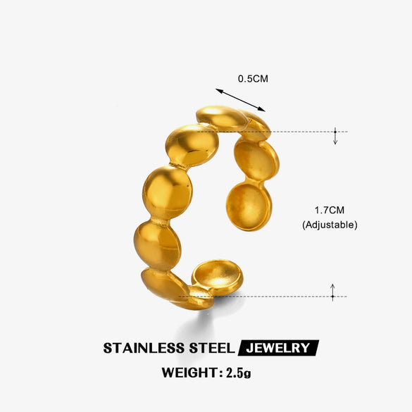 Wholesale Geometric Round Stainless Steel Ring With 18K Gold Plated Electroplating For Women
