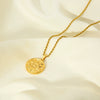 Wholesale Geometric Round Sunflower Totem Pendant Stainless Steel And Titanium Steel Necklace With Twist Chain Plated With 18K Gold For Women