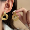 Wholesale Geometric Round Texture Titanium Steel Earrings For Women With Electroplating Design