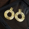Wholesale Geometric Round Texture Titanium Steel Earrings For Women With Electroplating Design