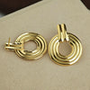 Wholesale Geometric Round Texture Titanium Steel Earrings For Women With Electroplating Design