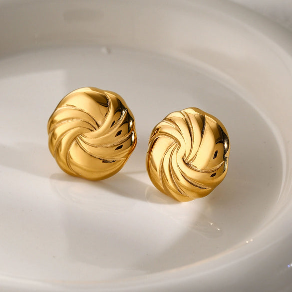 Wholesale Geometric Round Thread Electroplated Stainless Steel Earrings For Women