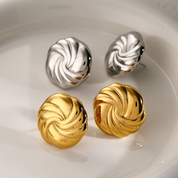 Wholesale Geometric Round Thread Electroplated Stainless Steel Earrings For Women