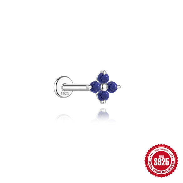 Wholesale Geometric S925 Sterling Silver Lapis Lazuli Diamondset Environmentally Friendly Electroplating Piercing Earrings