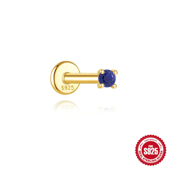 Wholesale Geometric S925 Sterling Silver Lapis Lazuli Diamondset Environmentally Friendly Electroplating Piercing Earrings