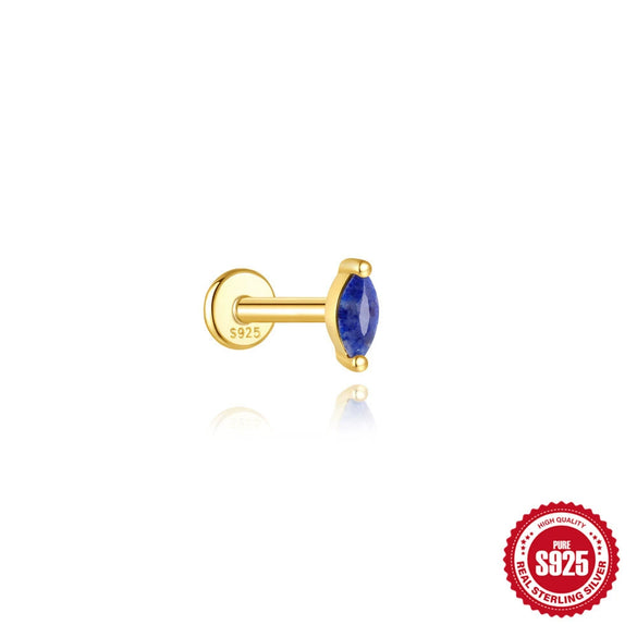 Wholesale Geometric S925 Sterling Silver Lapis Lazuli Diamondset Environmentally Friendly Electroplating Piercing Earrings