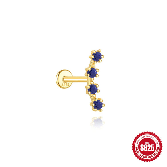 Wholesale Geometric S925 Sterling Silver Lapis Lazuli Diamondset Environmentally Friendly Electroplating Piercing Earrings