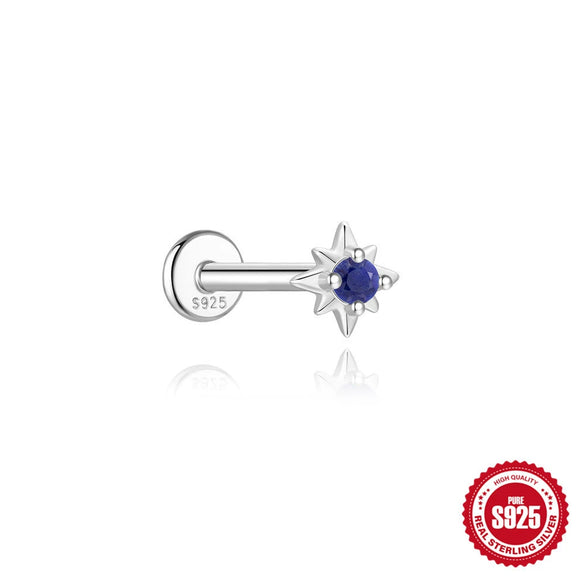 Wholesale Geometric S925 Sterling Silver Lapis Lazuli Diamondset Environmentally Friendly Electroplating Piercing Earrings