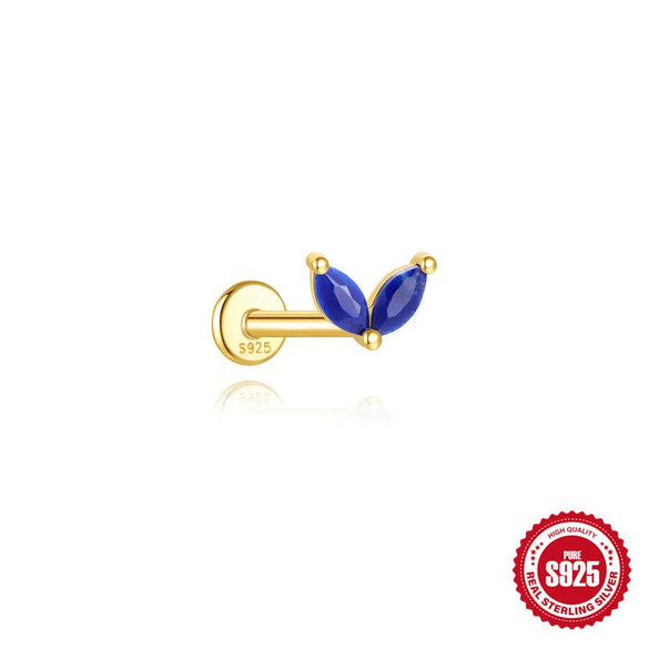 Wholesale Geometric S925 Sterling Silver Lapis Lazuli Diamondset Environmentally Friendly Electroplating Piercing Earrings