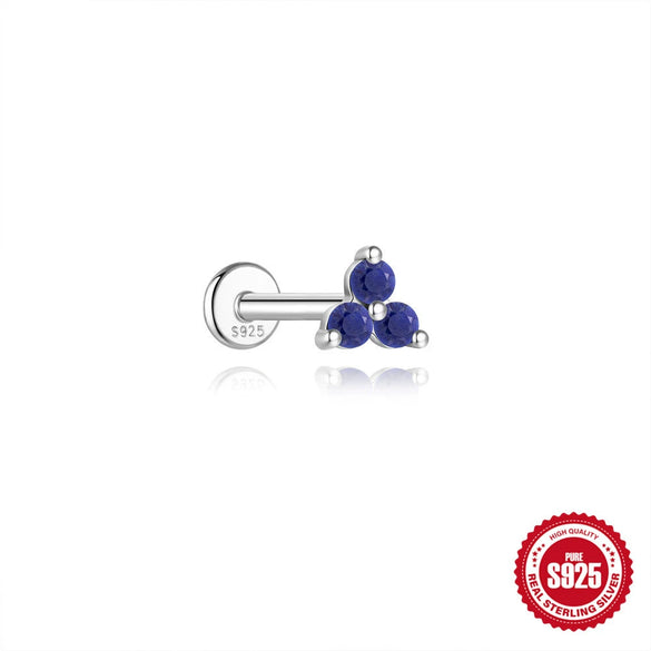 Wholesale Geometric S925 Sterling Silver Lapis Lazuli Diamondset Environmentally Friendly Electroplating Piercing Earrings