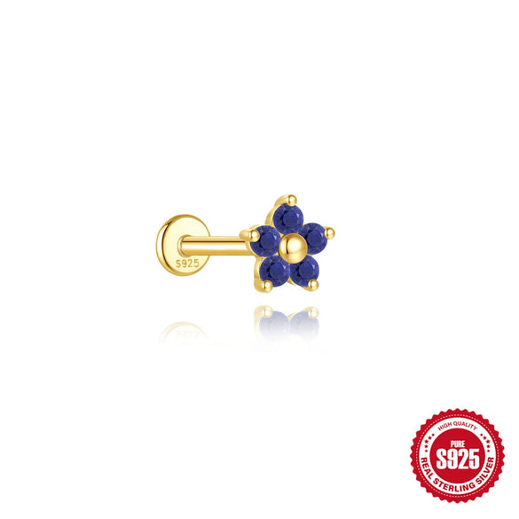 Wholesale Geometric S925 Sterling Silver Lapis Lazuli Diamondset Environmentally Friendly Electroplating Piercing Earrings