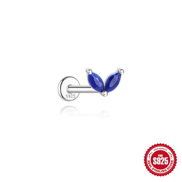 Wholesale Geometric S925 Sterling Silver Lapis Lazuli Diamondset Environmentally Friendly Electroplating Piercing Earrings