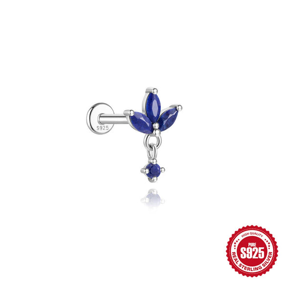 Wholesale Geometric S925 Sterling Silver Lapis Lazuli Diamondset Environmentally Friendly Electroplating Piercing Earrings