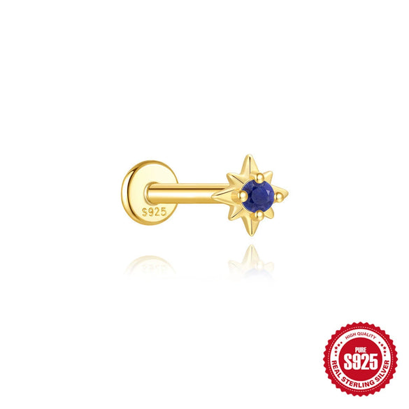 Wholesale Geometric S925 Sterling Silver Lapis Lazuli Diamondset Environmentally Friendly Electroplating Piercing Earrings