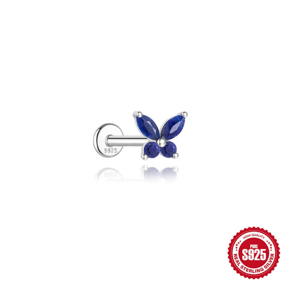 Wholesale Geometric S925 Sterling Silver Lapis Lazuli Diamondset Environmentally Friendly Electroplating Piercing Earrings