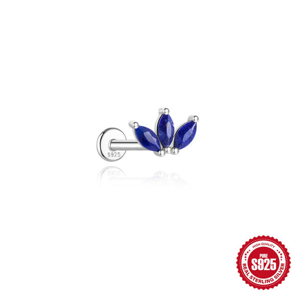 Wholesale Geometric S925 Sterling Silver Lapis Lazuli Diamondset Environmentally Friendly Electroplating Piercing Earrings