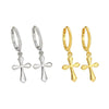 Wholesale Geometric S925 Sterling Silver Minimalist Cross Earrings With Electroplating