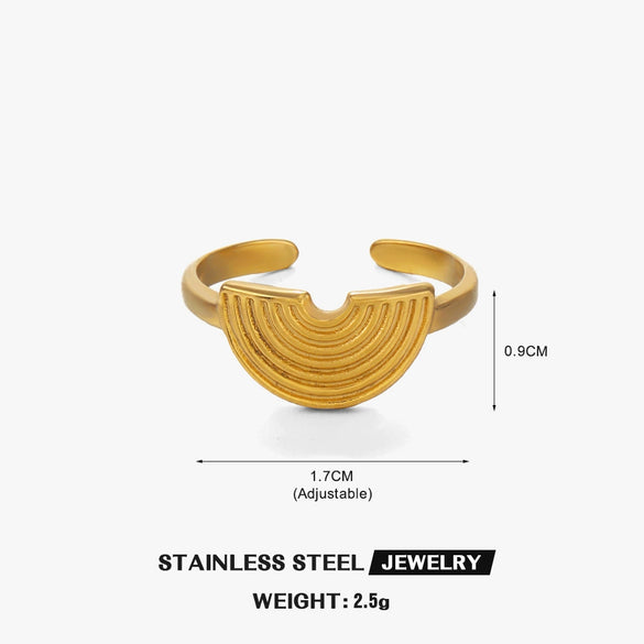 Wholesale Geometric Semicircle Stainless Steel Electroplated Ring For Women