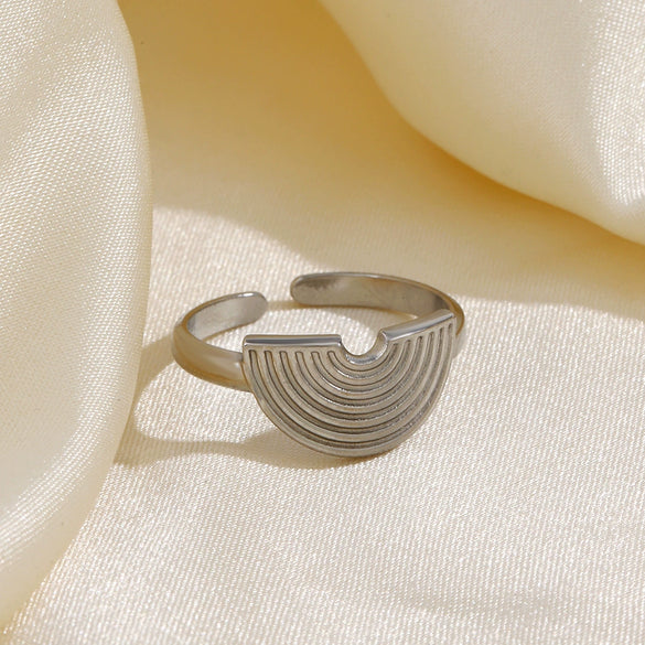Wholesale Geometric Semicircle Stainless Steel Electroplated Ring For Women