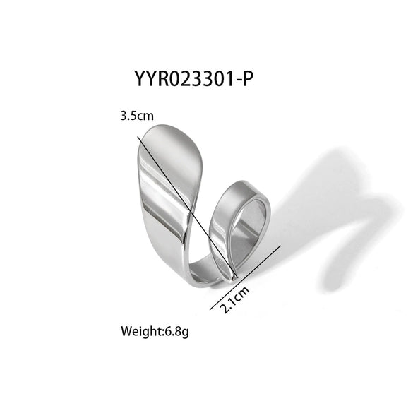 Wholesale Geometric Shaped Opening Adjustable Titanium Steel Ring With Pvd Furnace Real Gold Electroplating For Unisex