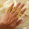 Wholesale Geometric Shaped Opening Adjustable Titanium Steel Ring With Pvd Furnace Real Gold Electroplating For Unisex