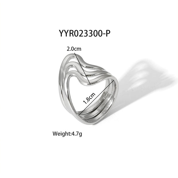 Wholesale Geometric Shaped Opening Adjustable Titanium Steel Ring With Pvd Furnace Real Gold Electroplating For Unisex
