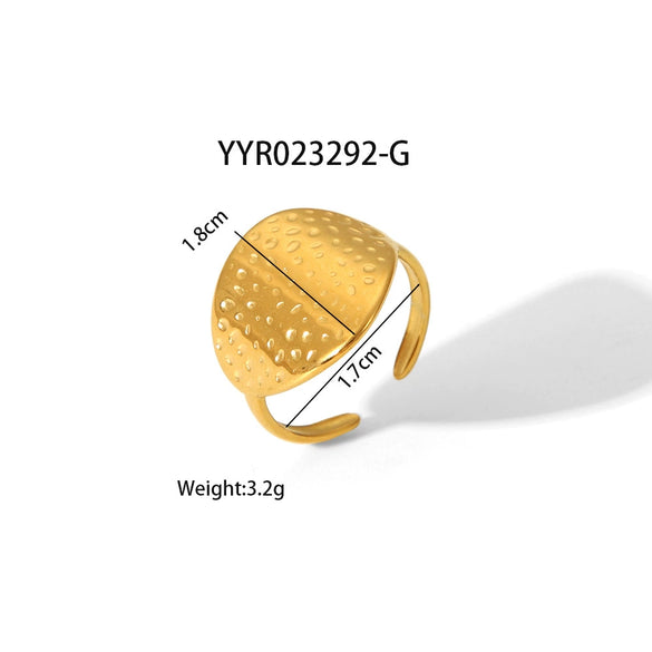 Wholesale Geometric Shaped Opening Adjustable Titanium Steel Ring With Pvd Furnace Real Gold Electroplating For Unisex