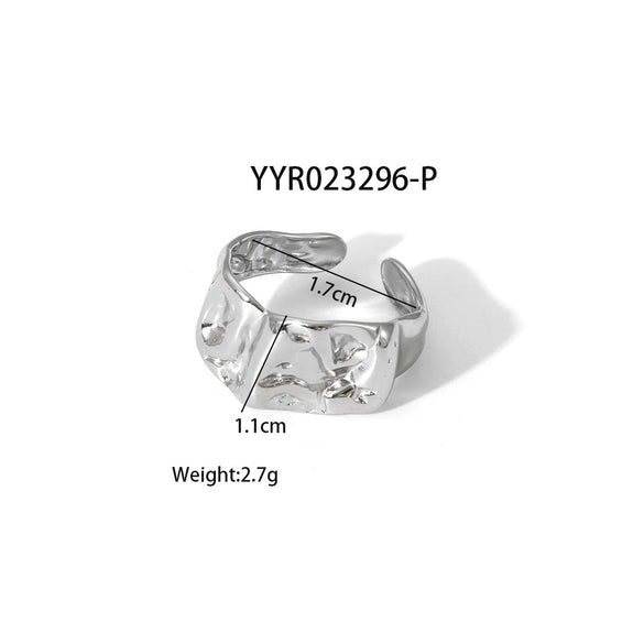 Wholesale Geometric Shaped Opening Adjustable Titanium Steel Ring With Pvd Furnace Real Gold Electroplating For Unisex
