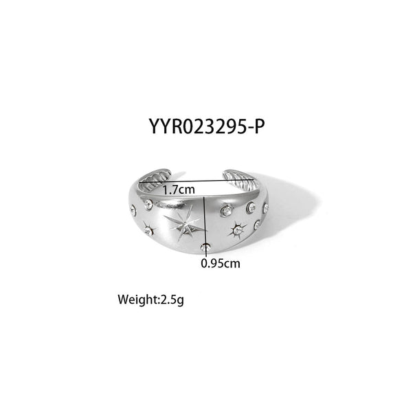 Wholesale Geometric Shaped Opening Adjustable Titanium Steel Ring With Pvd Furnace Real Gold Electroplating For Unisex