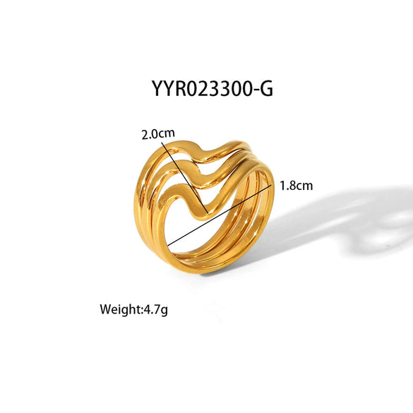 Wholesale Geometric Shaped Opening Adjustable Titanium Steel Ring With Pvd Furnace Real Gold Electroplating For Unisex