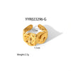 Wholesale Geometric Shaped Opening Adjustable Titanium Steel Ring With Pvd Furnace Real Gold Electroplating For Unisex