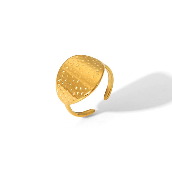 Wholesale Geometric Shaped Opening Adjustable Titanium Steel Ring With Pvd Furnace Real Gold Electroplating For Unisex