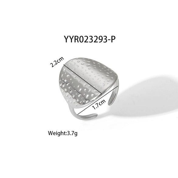 Wholesale Geometric Shaped Opening Adjustable Titanium Steel Ring With Pvd Furnace Real Gold Electroplating For Unisex