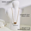 Wholesale Geometric Shaped Stainless Steel And 18K Gold Electroplated Inlaid Tiger Eye Stone And Amethyst Necklace For Women