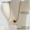 Wholesale Geometric Shaped Stainless Steel And 18K Gold Electroplated Inlaid Tiger Eye Stone And Amethyst Necklace For Women
