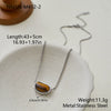 Wholesale Geometric Shaped Stainless Steel And 18K Gold Electroplated Inlaid Tiger Eye Stone And Amethyst Necklace For Women