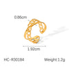 Wholesale Geometric Shaped Stainless Steel Gold Plated Opening Ring For Women