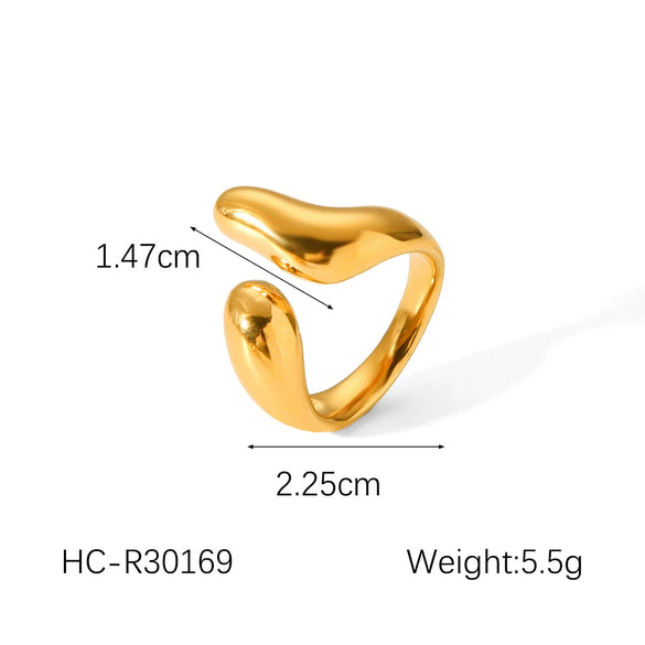 Wholesale Geometric Shaped Stainless Steel Gold Plated Opening Ring For Women